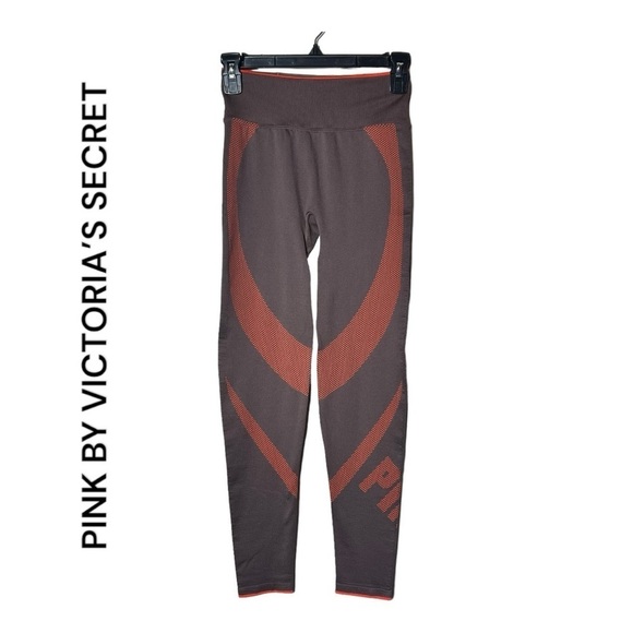 1916. PINK BY VICTORIA’S SECRET‎ COMPRESSION LEGGINGS SIZE SMALL BROWN/ORANGE - Picture 1 of 7